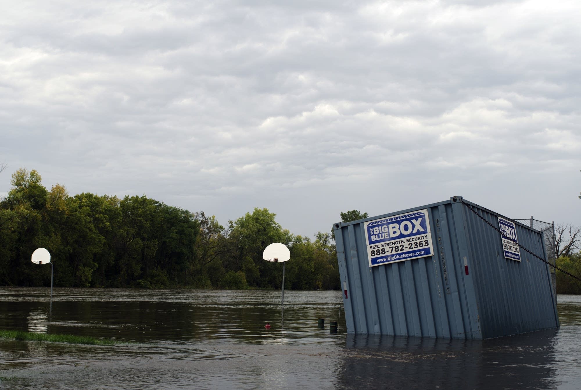 Cannon River floods basketball courts at Carleton.
