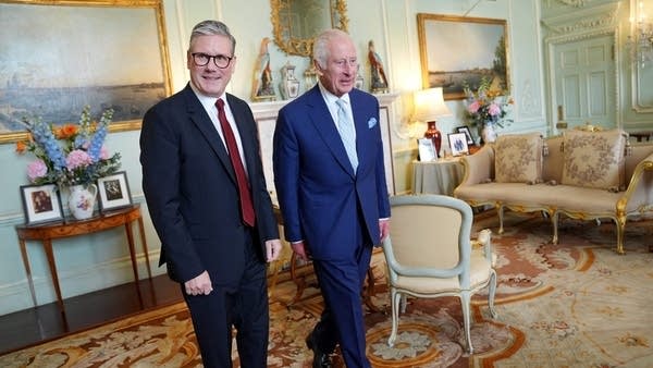 Incoming Prime Minister Keir Starmer and King Charles III on Friday.