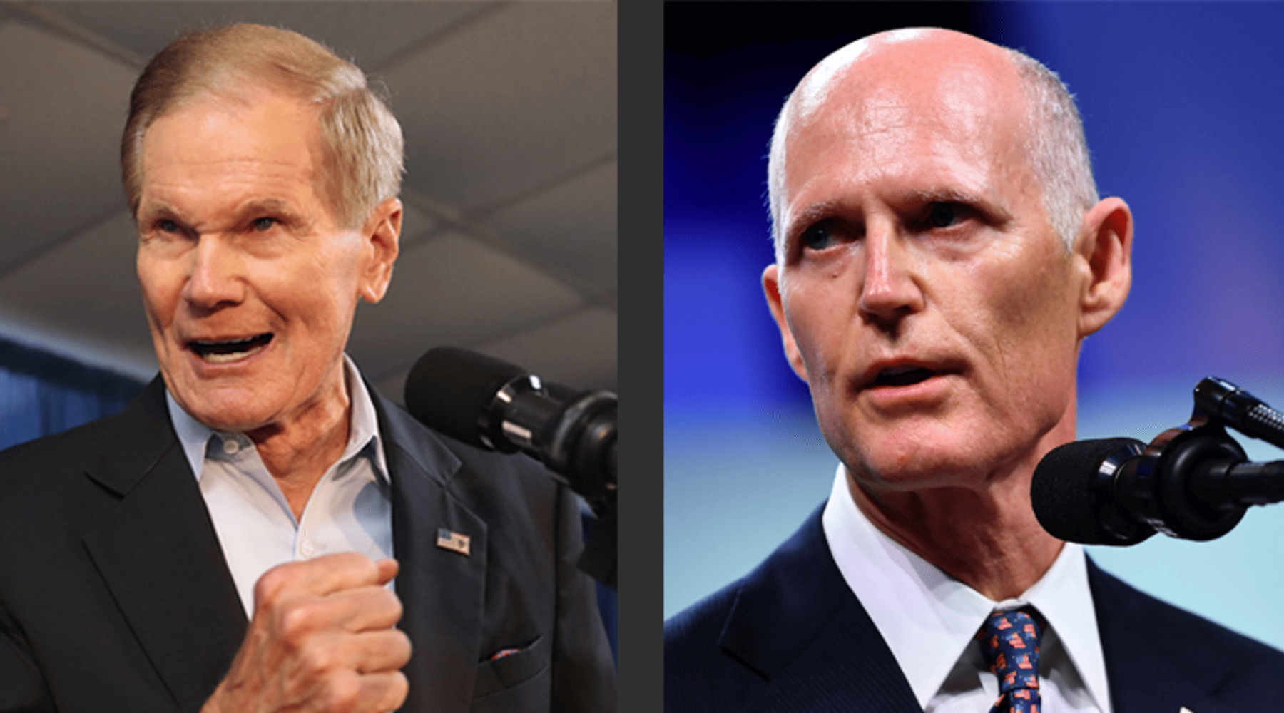 Left: Sen. Bill Nelson, right: Florida Governor Rick Scott. Nelson and Scott are running for a Florida Senate seat. This race has already broken records as the most expensive Senate contest in American history. 