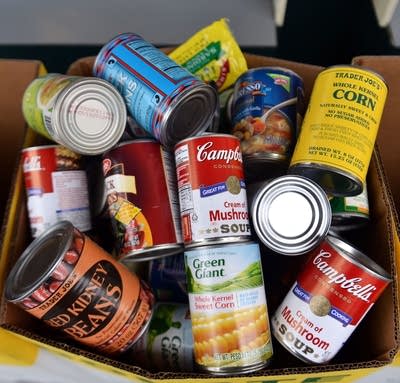 canned food, donations