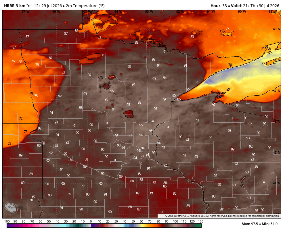 High temps Thursday