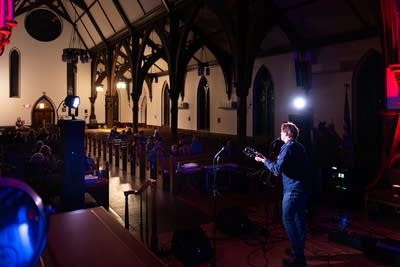 Man playing inside church