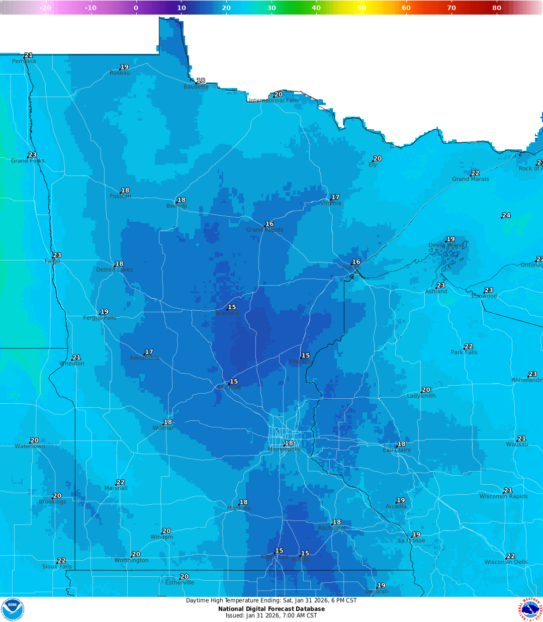 Highs for Saturday