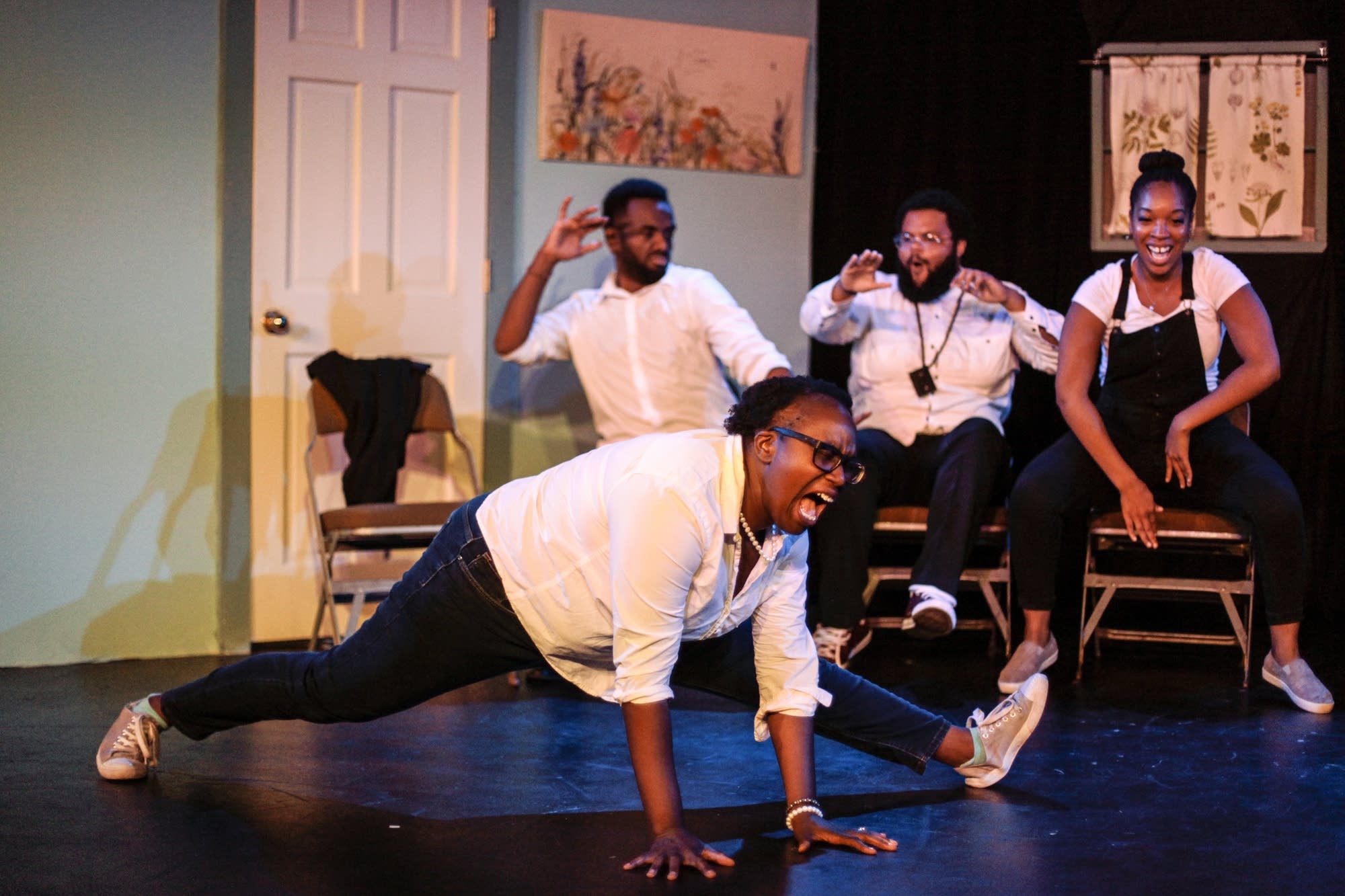 Joy Dolo performs a dance solo during intermissions of skits.