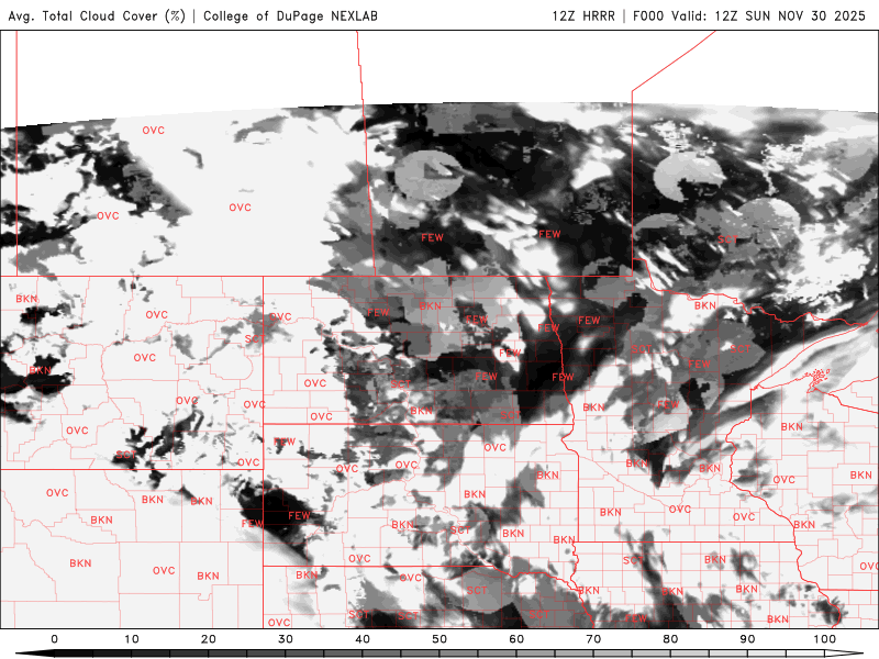 Cloud cover for Sunday