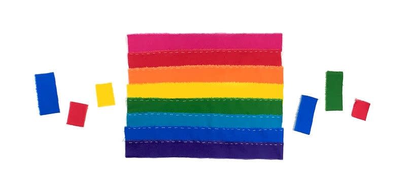 A stop-motion animation doodle celebrating Gilbert Baker's 66th birthday.