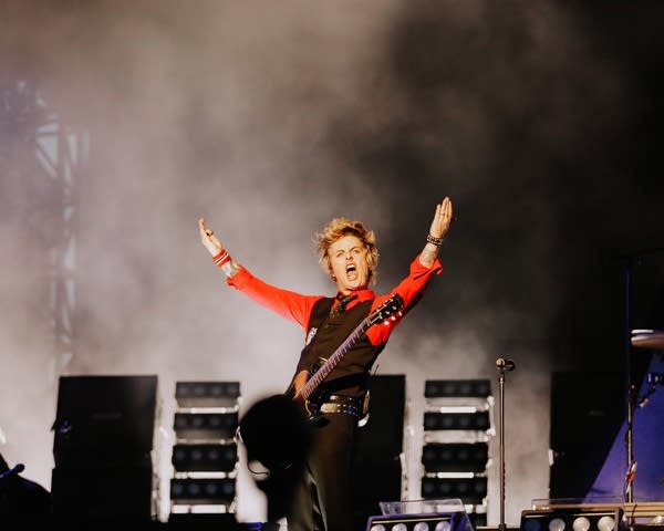 Billie Joe Armstrong of Green Day performing at the Minnesota Yacht Club Festival in St. Paul, Minnesota, on Sunday, July 20, 2025. 