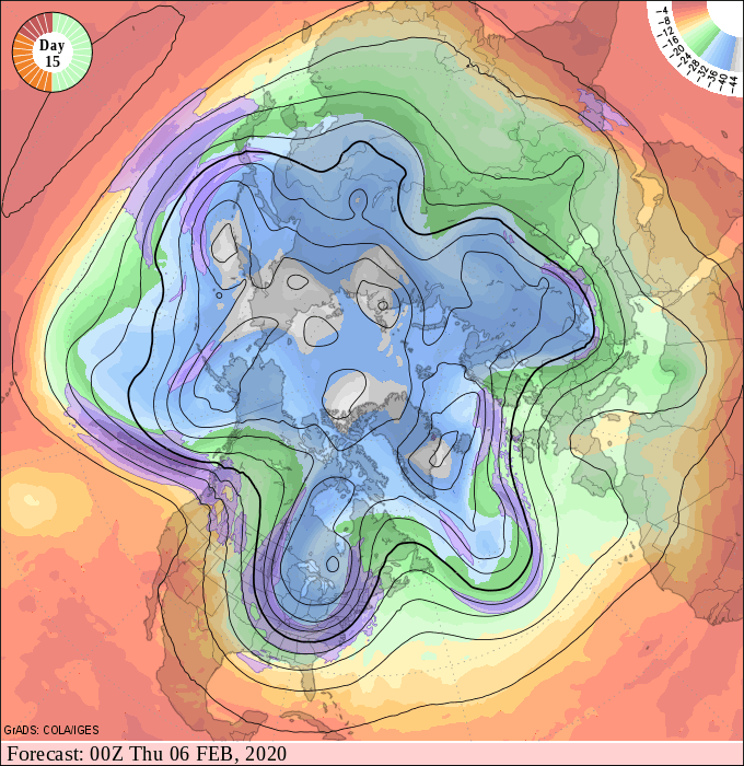 Upper air forecast map for 6 pm February 5