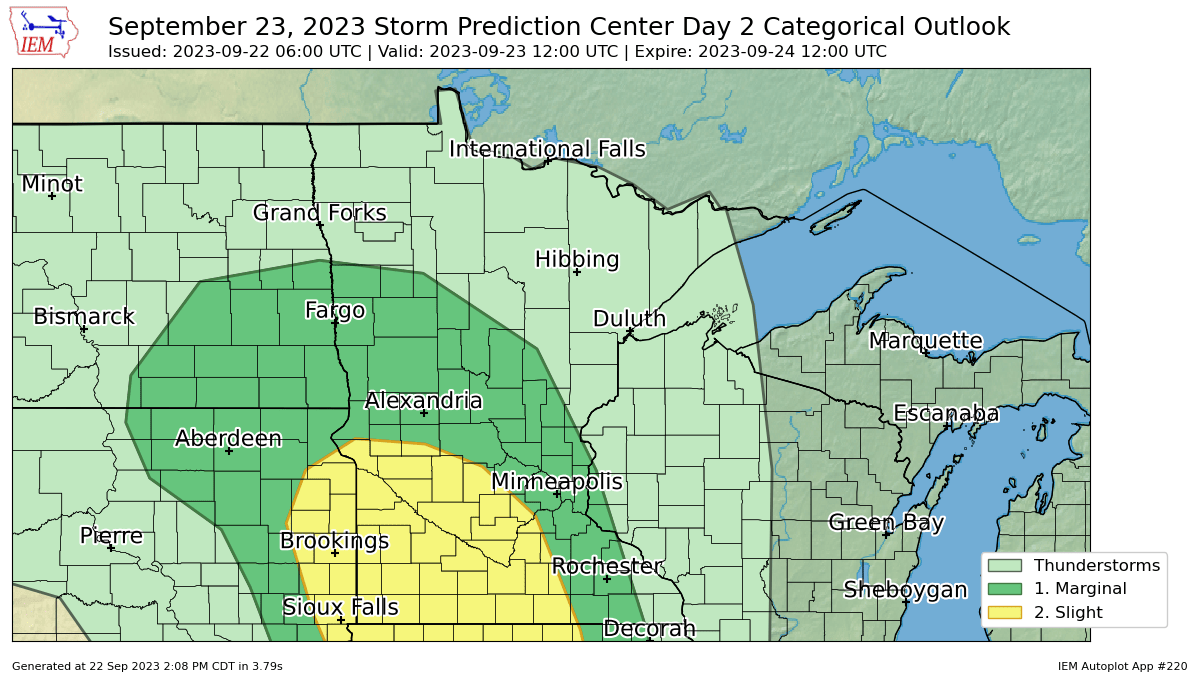 Severe weather risk areas