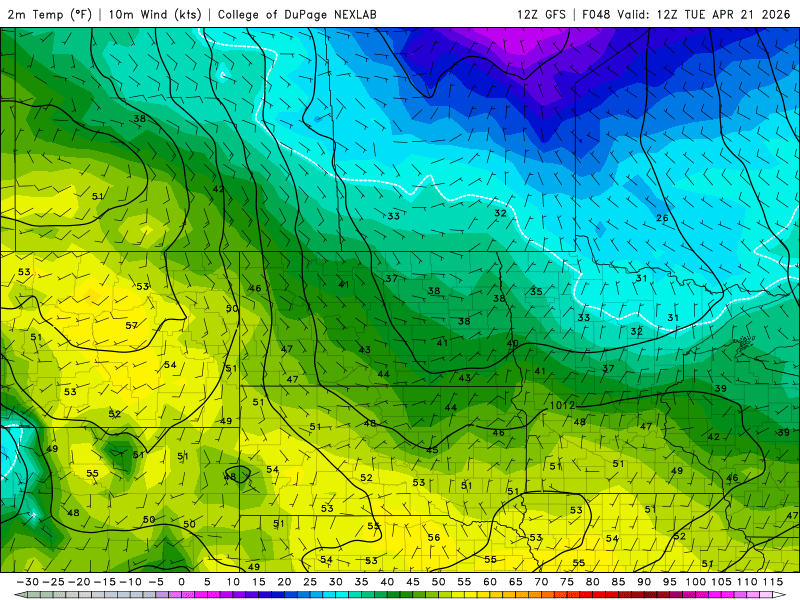 Temperatures Tuesday and Wednesday