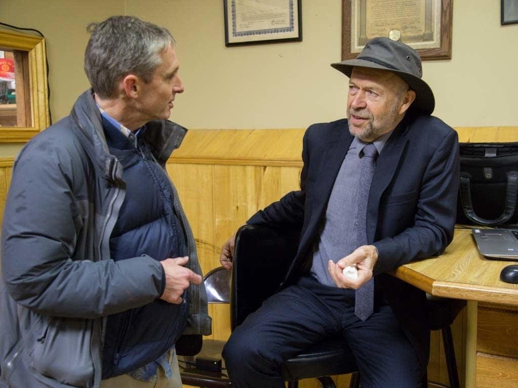 Michael Foster, left, and Dr. James Hanson, a former NASA scientist.