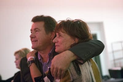 Jerry and Sharon Hertaus watch Trump's acceptance speech.