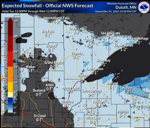Expected snowfall forecast