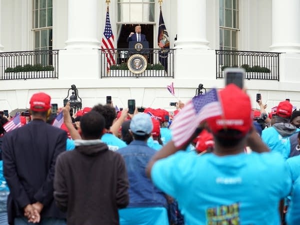 President Donald Trump speaks to supporters