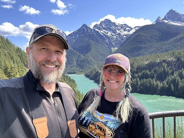 Two people pose for photo at North Cascades National Park