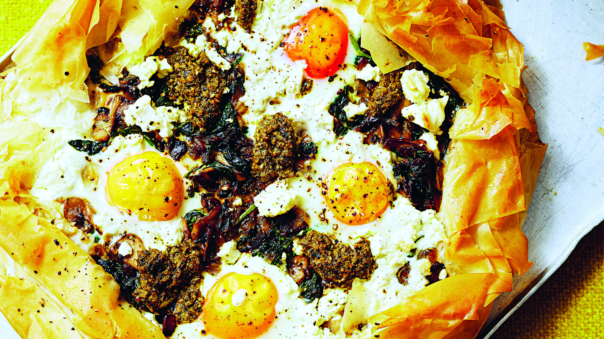 WNK_spinach, egg and feta filo tart from Hungry cookbook