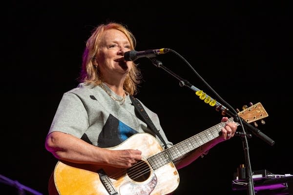 Emily Saliers of the Indigo Girls performs onstage at Ravinia on August 11, 2024, in Highland Park, Illinois.