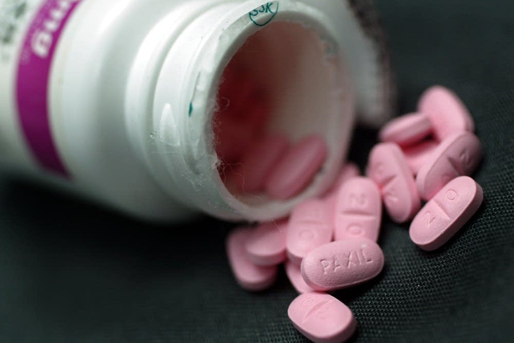 A bottle of Paxil anti-depressant pills