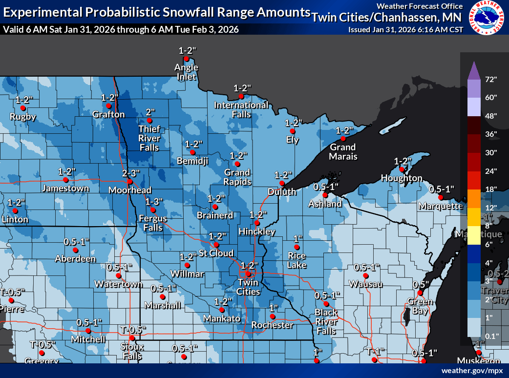 Expected snowfall forecast