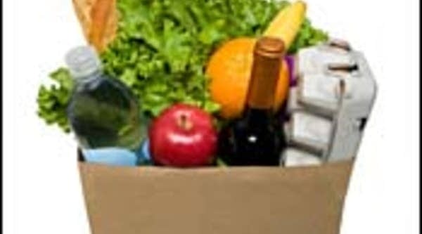 Bag filled with groceries