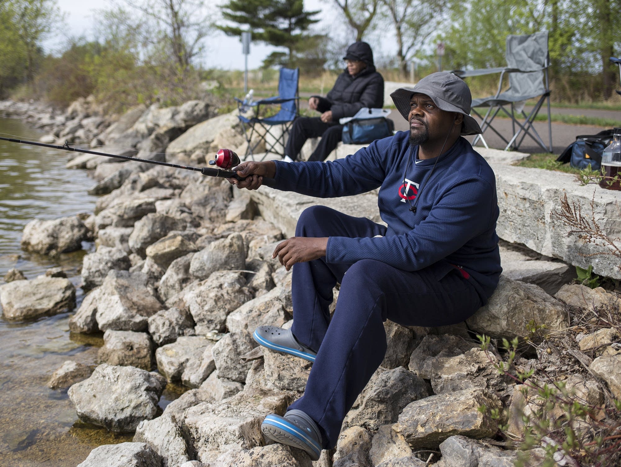 Isaac Combs casts his line