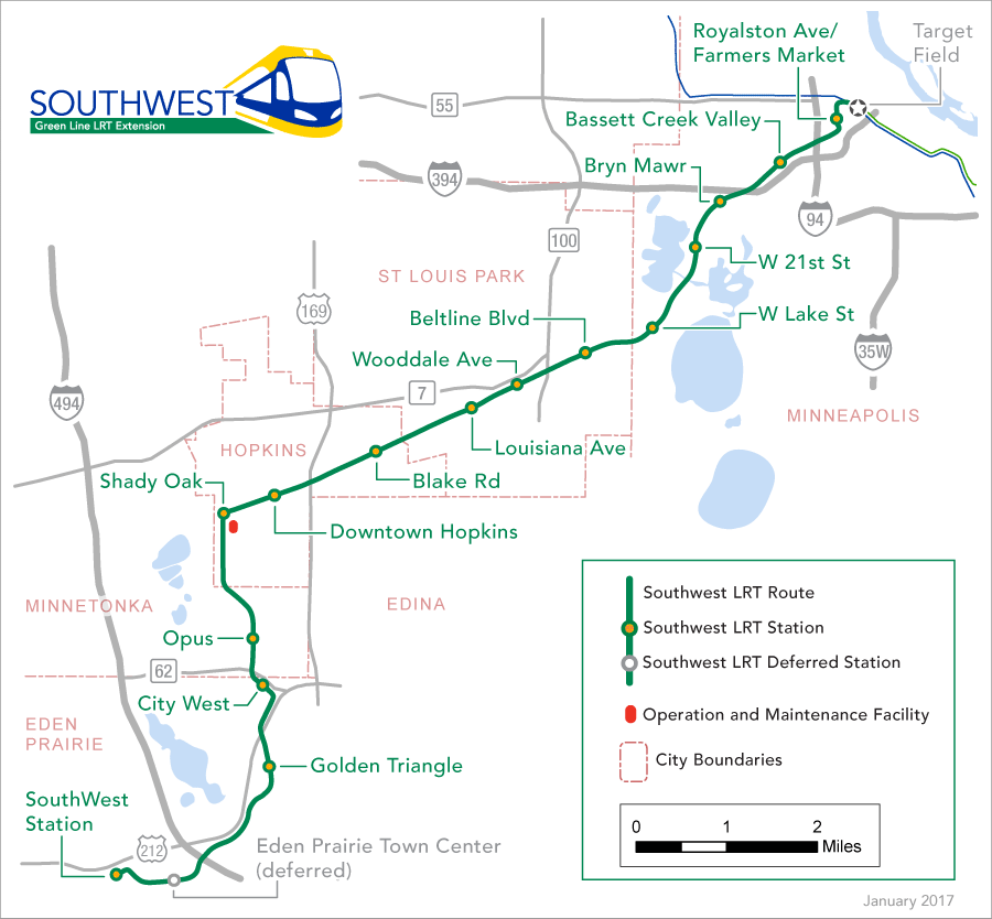 light rail route mn