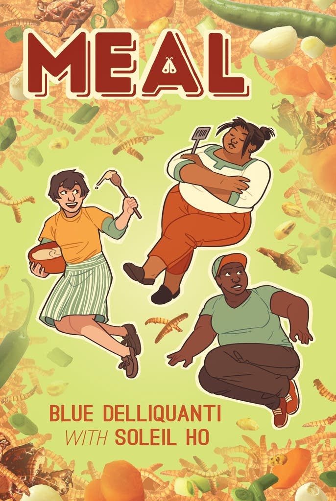 Jacket illustration for "Meal" by Blue Delliquanti with Soleil Ho.
