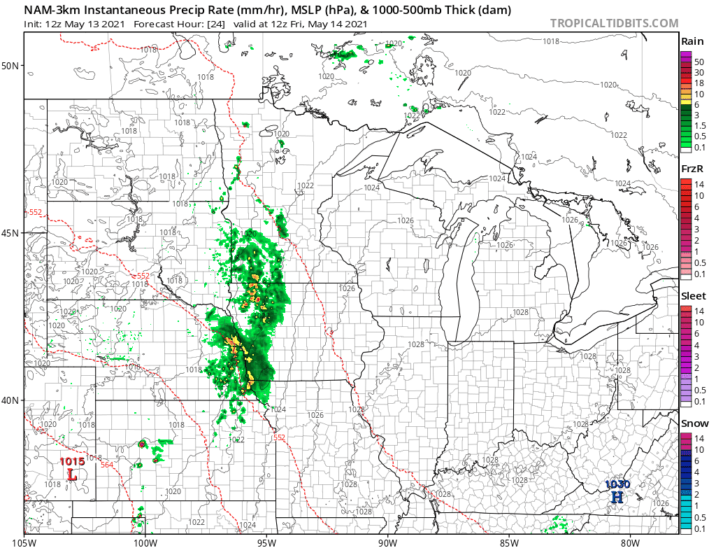 NOAA NAM 3 km model Friday