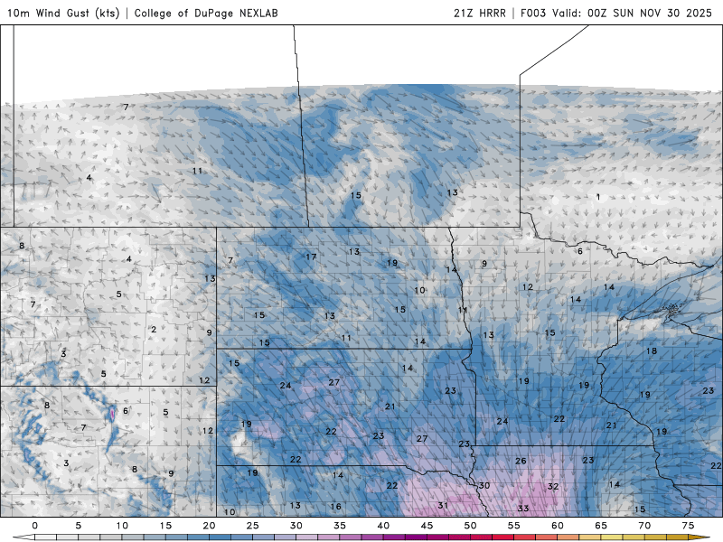 Wind speed and direction Saturday 6 p.m to Sunday 6 a.m.
