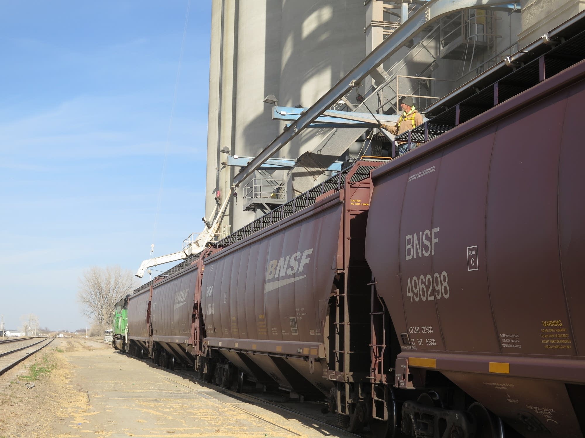 A crew at the CHS grain terminal