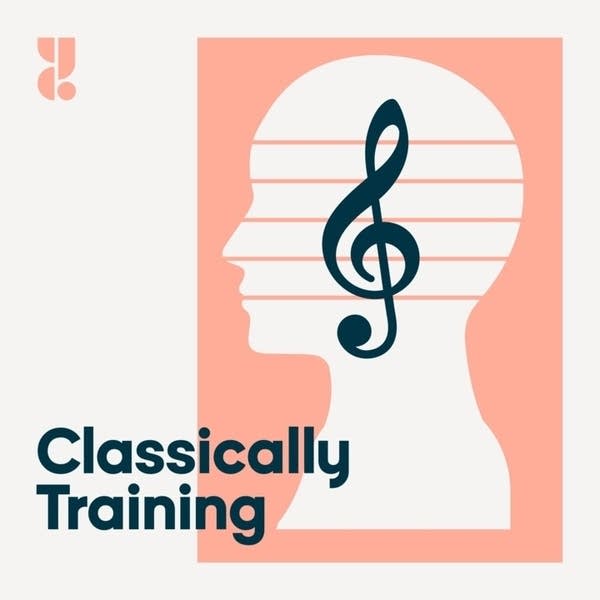 Poster Graphic for Classically Training podcast featuring head with treble clef inside