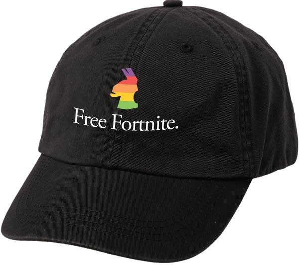 An adjustable hat that reads "Free Fortnite," which was one of other prizes participants could win during the #FreeFortnite Cup on August 23.