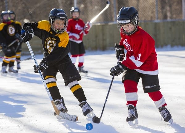 Battle for the puck