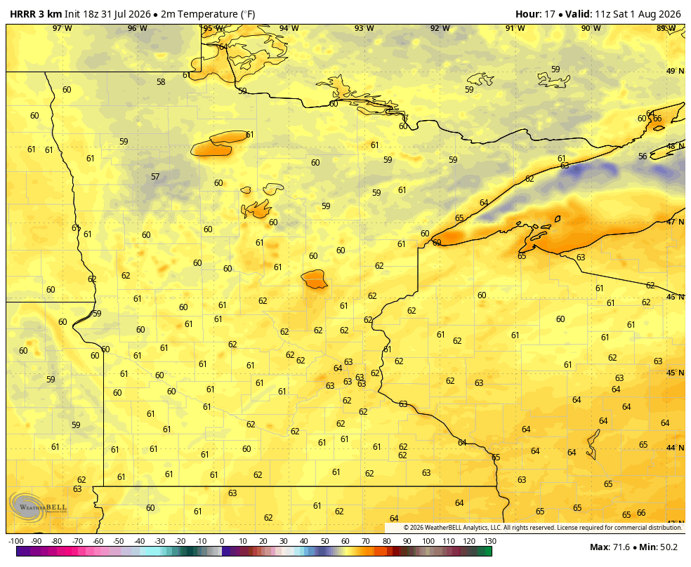 Low temps tonight