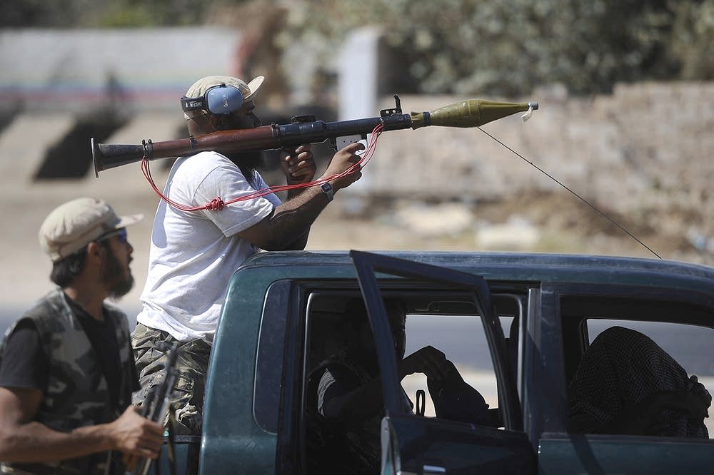 Libyan rebels near Tripoli