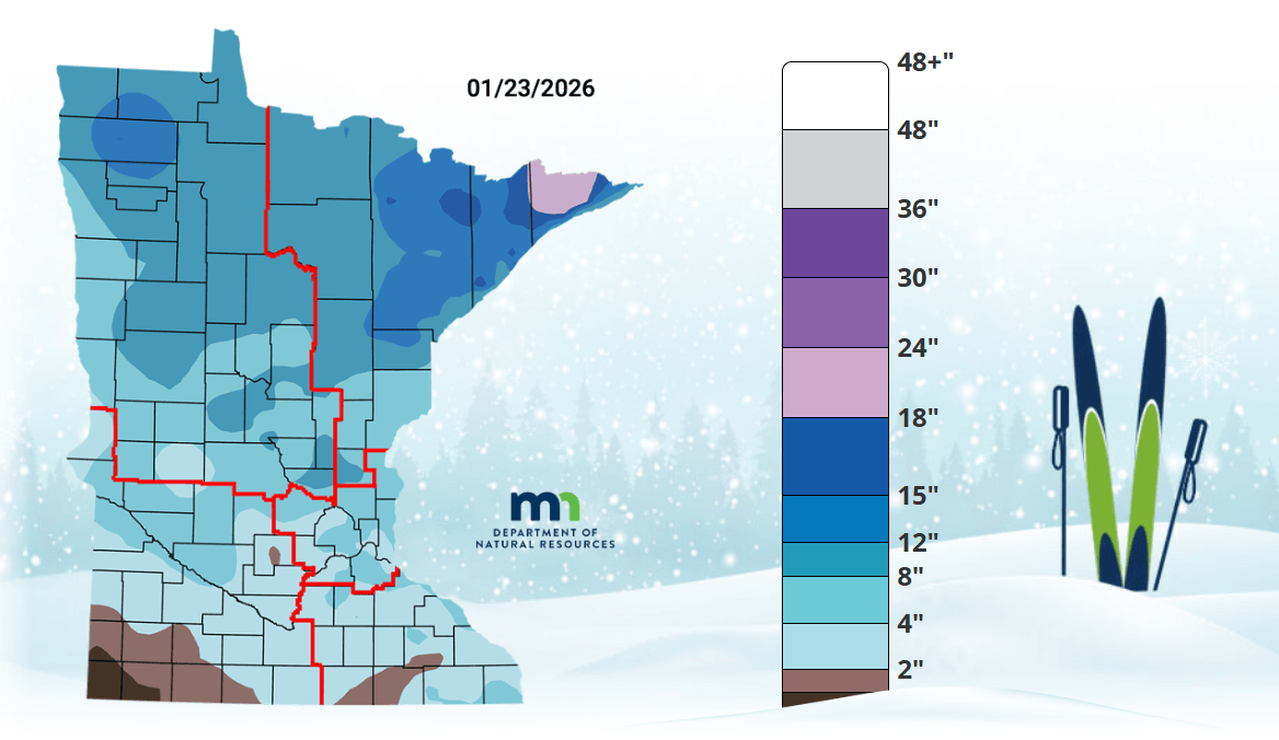 Snow depth map 1/23/25