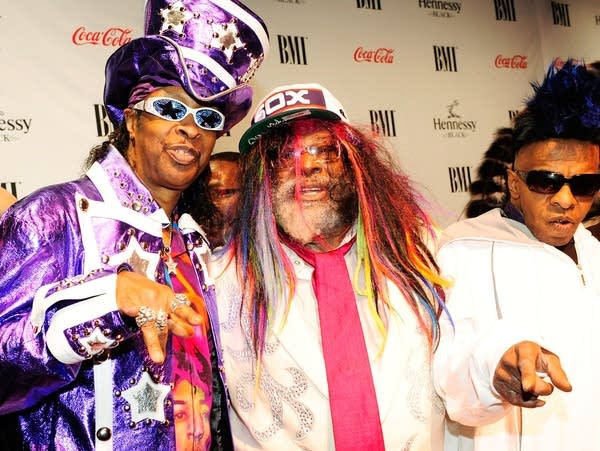 NEW YORK - SEPTEMBER 10:  (L-R) Musicians Bootsy Collins, George Clinton, winner of the BMI Icon Award, and Sly Stone attend the BMI Urban Awards at Jazz at Lincoln Center on September 10, 2009 in New York City. 