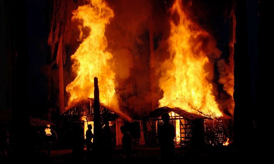 Burning village