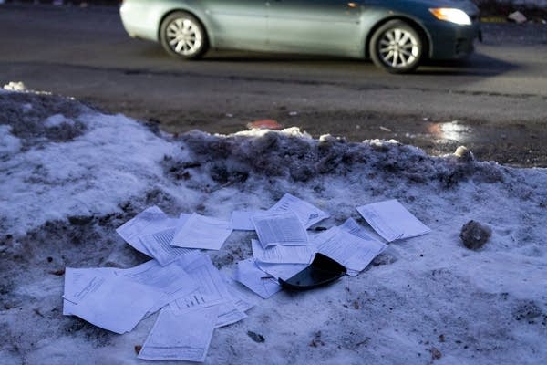Documents in snowbank