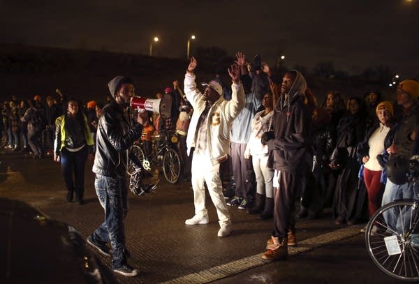 Demonstrators on Interstate 94