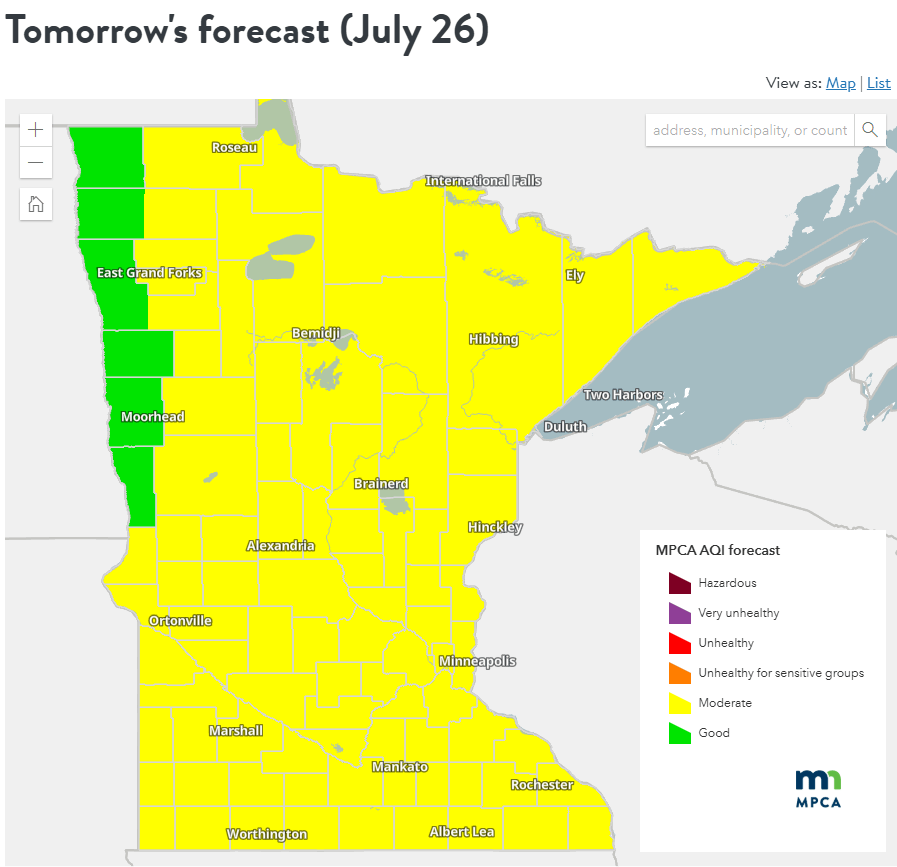 Air quality forecast