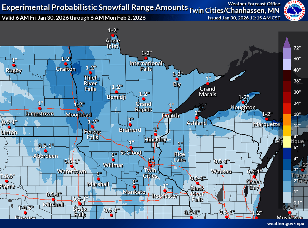 Expected snowfall forecast