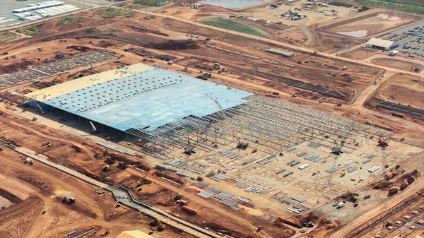 Over the summer, the EPA proposed rolling back notification requirements for minor sources" of pollutants, which many data sources fall under. Above, a view of the Stargate Oracle AI data center, which will span roughly 4 million square feet, under construction in Abilene, Texas. 