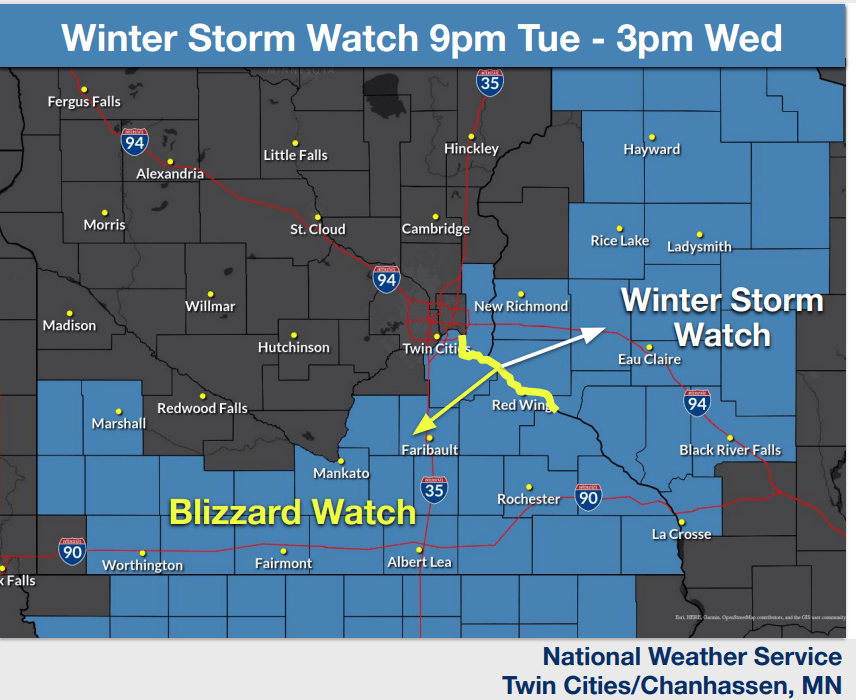 Blizzard watch and winter storm watch