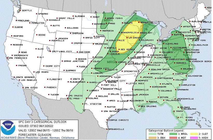 Severe weather outlook for Wednesday