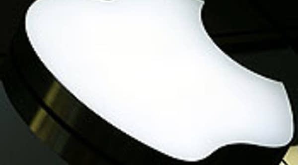 The Apple logo of a store in Munich, Germany.