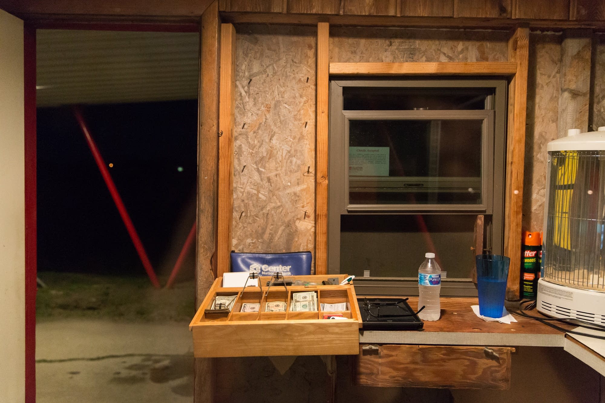 The interior of the ticket booth.