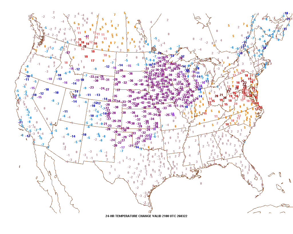 24-hour temperature change