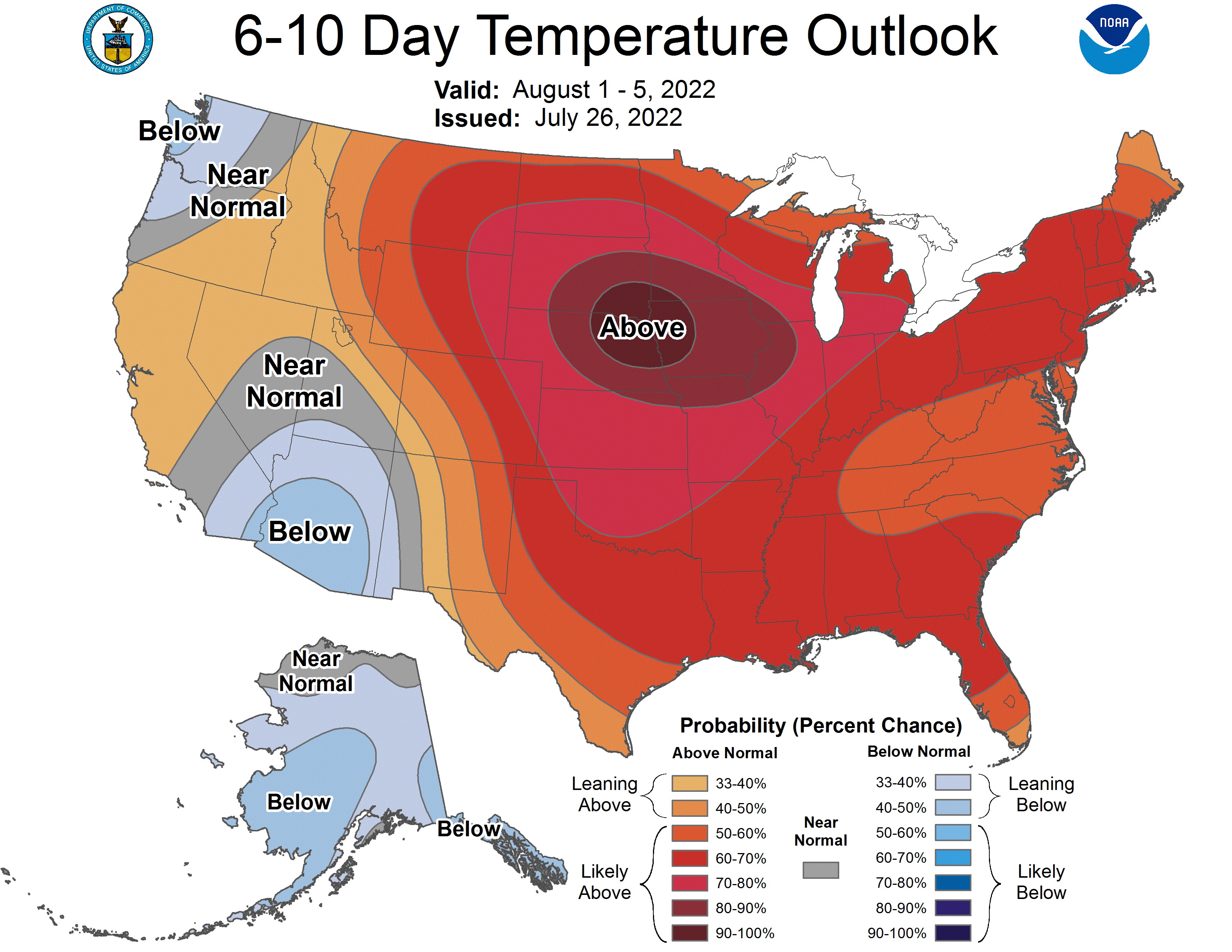 NOAA 6 to 10-day temperature outlook 