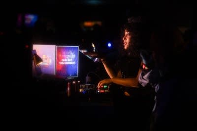 sophia eris performing a dj set on stage